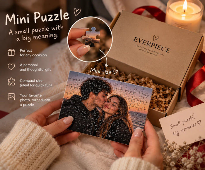 Personalized mini photo puzzle in its Everpiece gift box